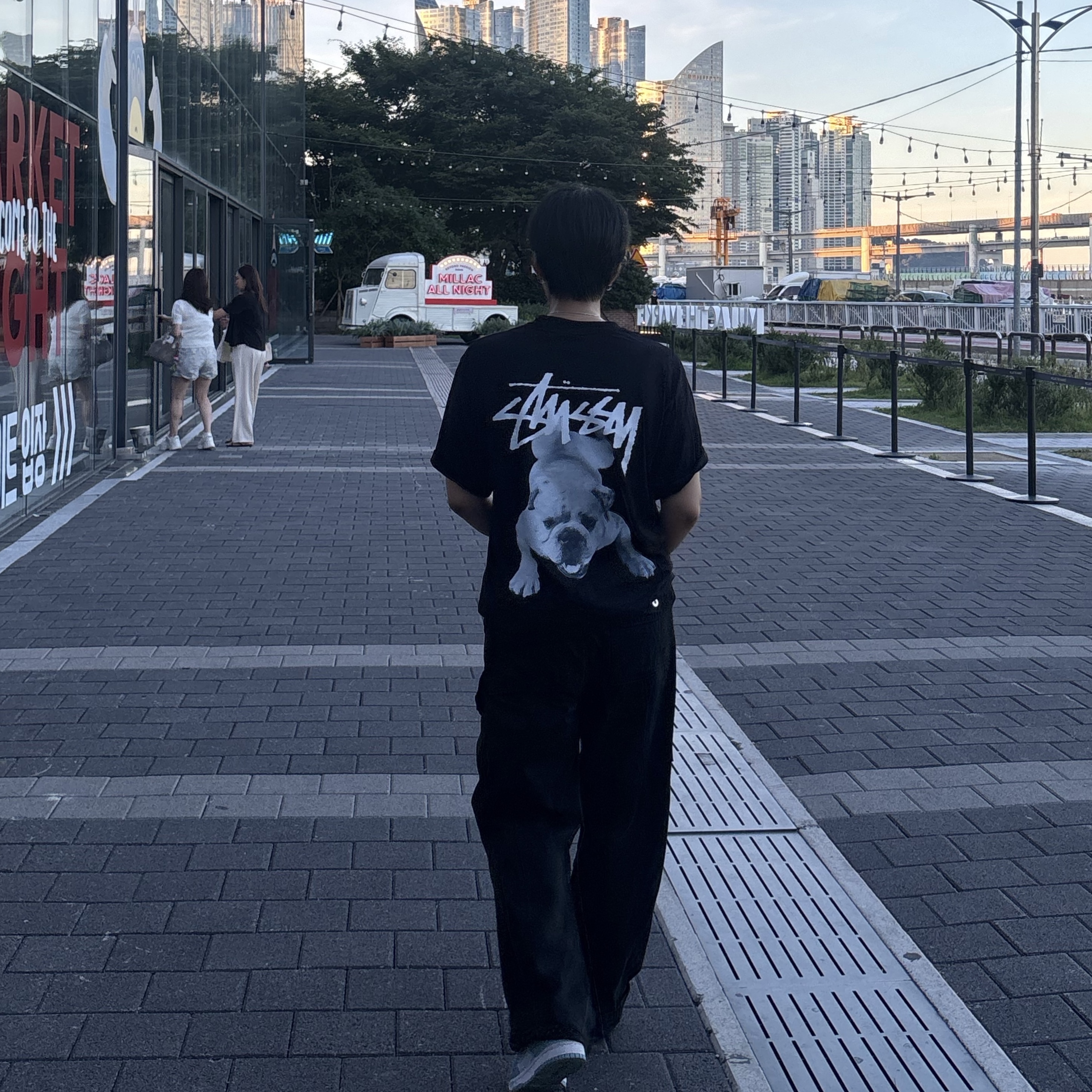 Stussy Stock Dog T-Shirt Black 착용 스타일 - 3