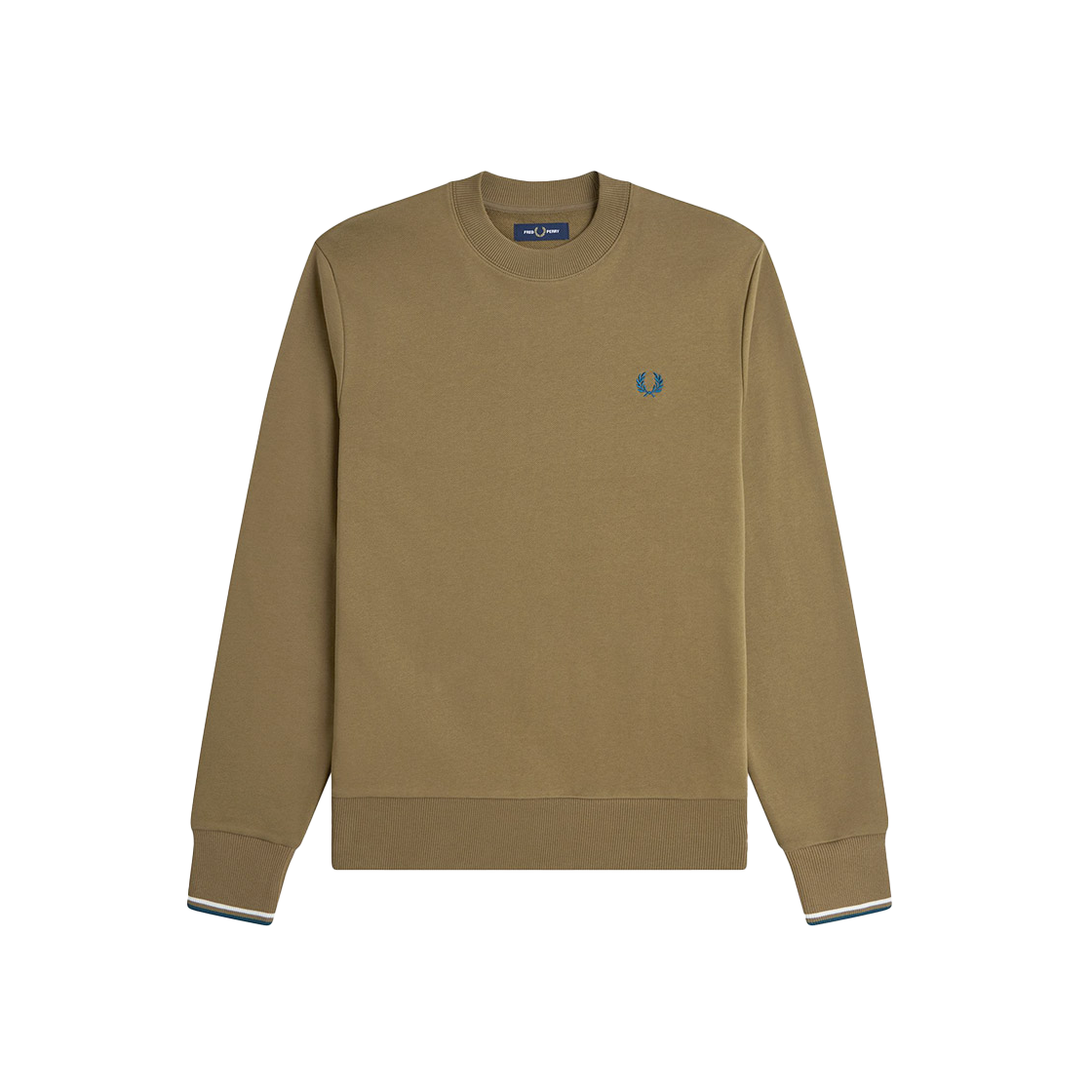 AFPM2537535-Z60 Fred Perry Crew Neck Sweatshirt ShadedStone Ecru Dark Petrol