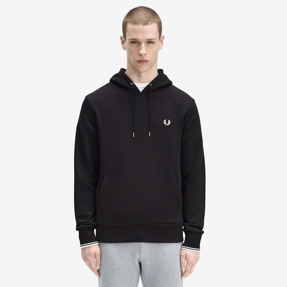 프레드페리 팁 후드 스웻셔츠 블랙(Fred Perry Tipped Hooded Sweatshirt Black) - 2