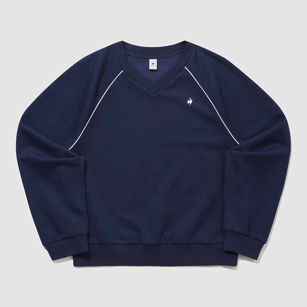 르꼬끄 스포르티브 여성 에센셜 브이넥 루즈 맨투맨 - 네이비(QQ322LFS91)(le coq sportif Women’s Essential Loose V-Neck Sweatshirt Dark Navy) - 2