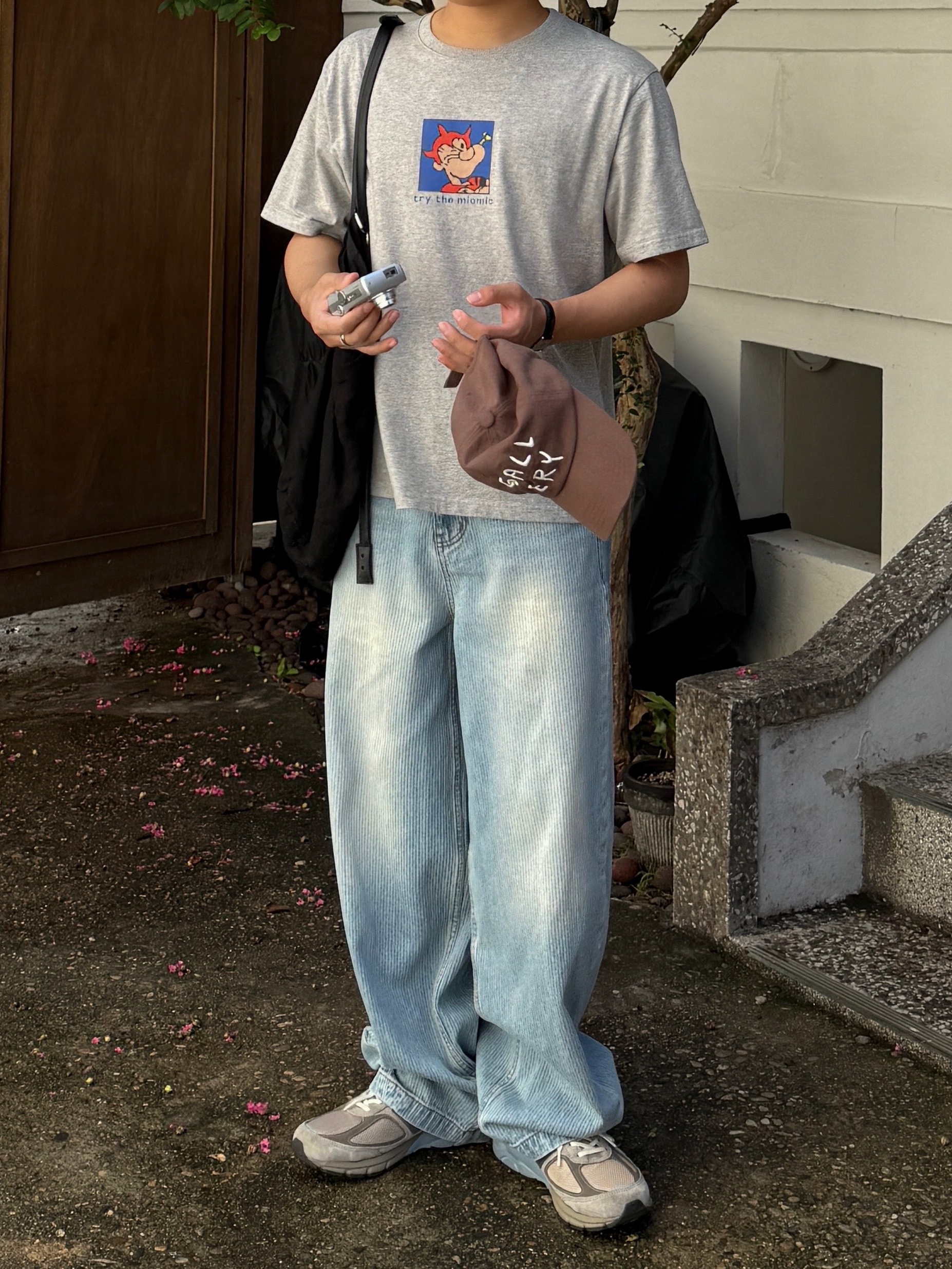 noun Corduroy Denim Pants Light Blue 착용 스타일 - 5