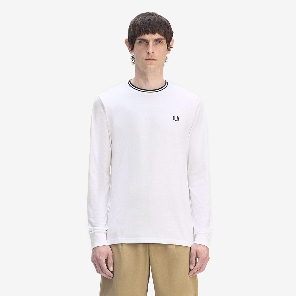 프레드페리 롱슬리브 트윈 팁 티셔츠 화이트(Fred Perry Long Sleeve Twin Tipped T-Shirt White) - 2