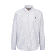 AMI de Coeur Stripped Cotton Oxford Button Down Shirt Natural White Black
