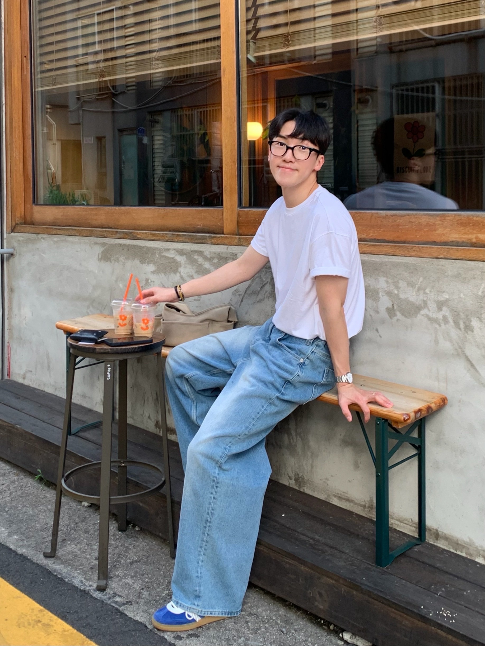 noun Wide Denim Pants Mid Blue, Adidas Originals Handball Spezial Collegiate Royal Cloud White 착용 스타일 - 3