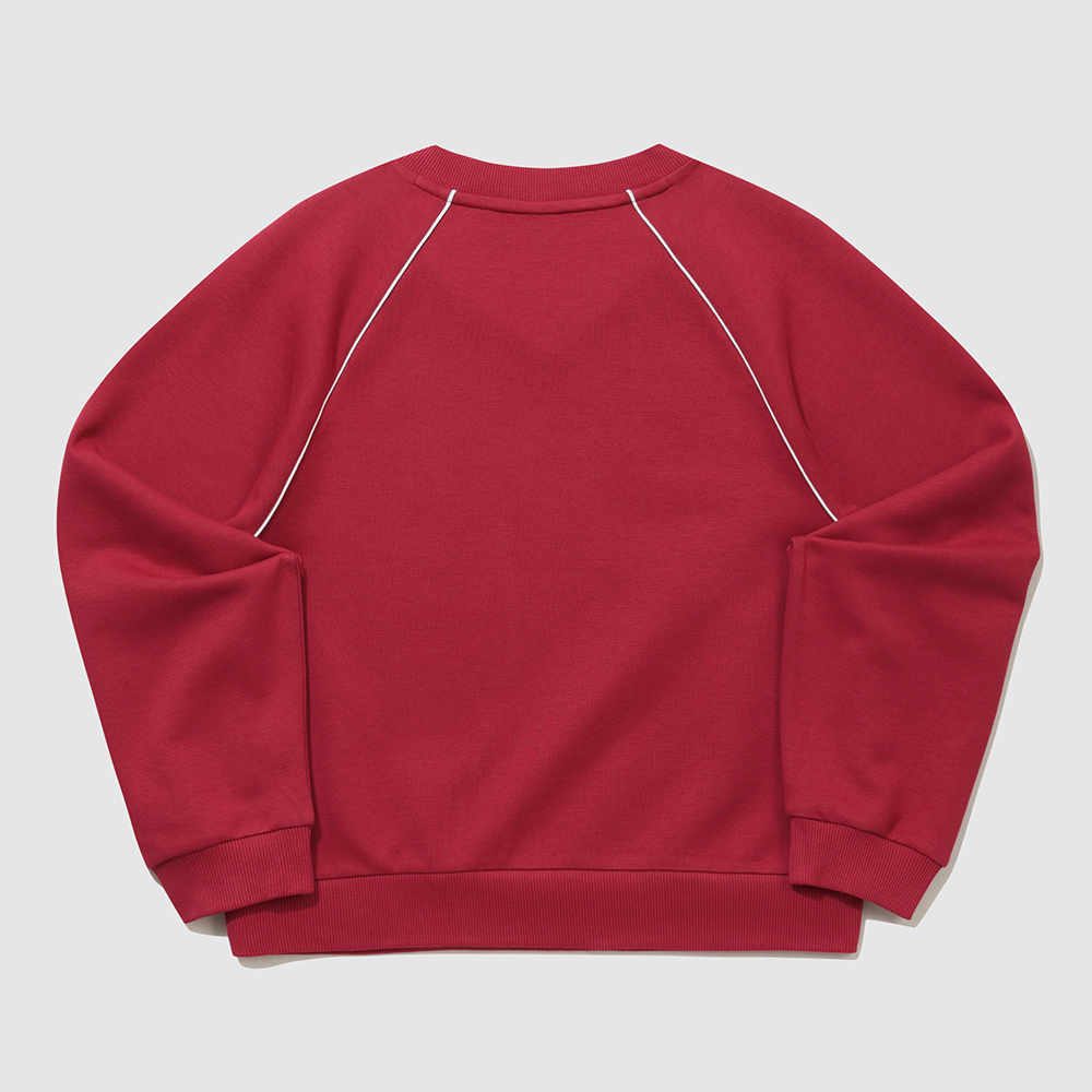 르꼬끄 스포르티브 여성 에센셜 브이넥 루즈 맨투맨 - 레드(QQ322LFS91)(le coq sportif Women’s Essential Loose V-Neck Sweatshirt Deep Red) - 3