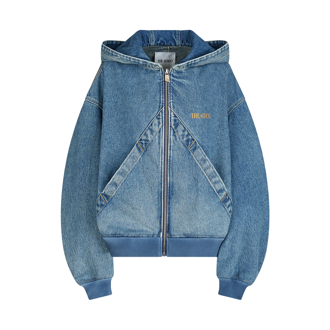 (W) 디 아티코 워시드 데님 봄버 스카이 블루((W) The Attico Washed Denim Bomber Sky Blue)