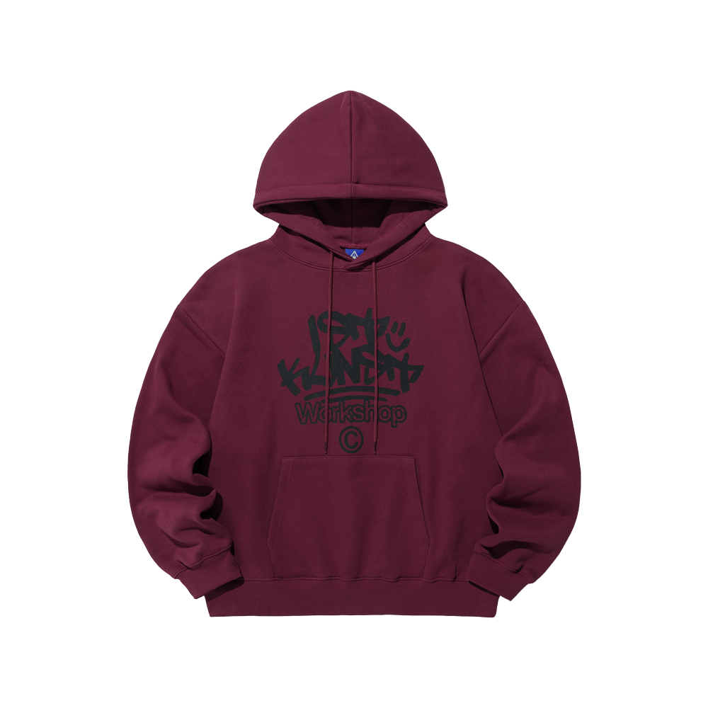 이스트쿤스트 아이케이 태그 로고 후디 버건디(ISTKUNST Ik Tag Logo Hoodie Burgundy)
