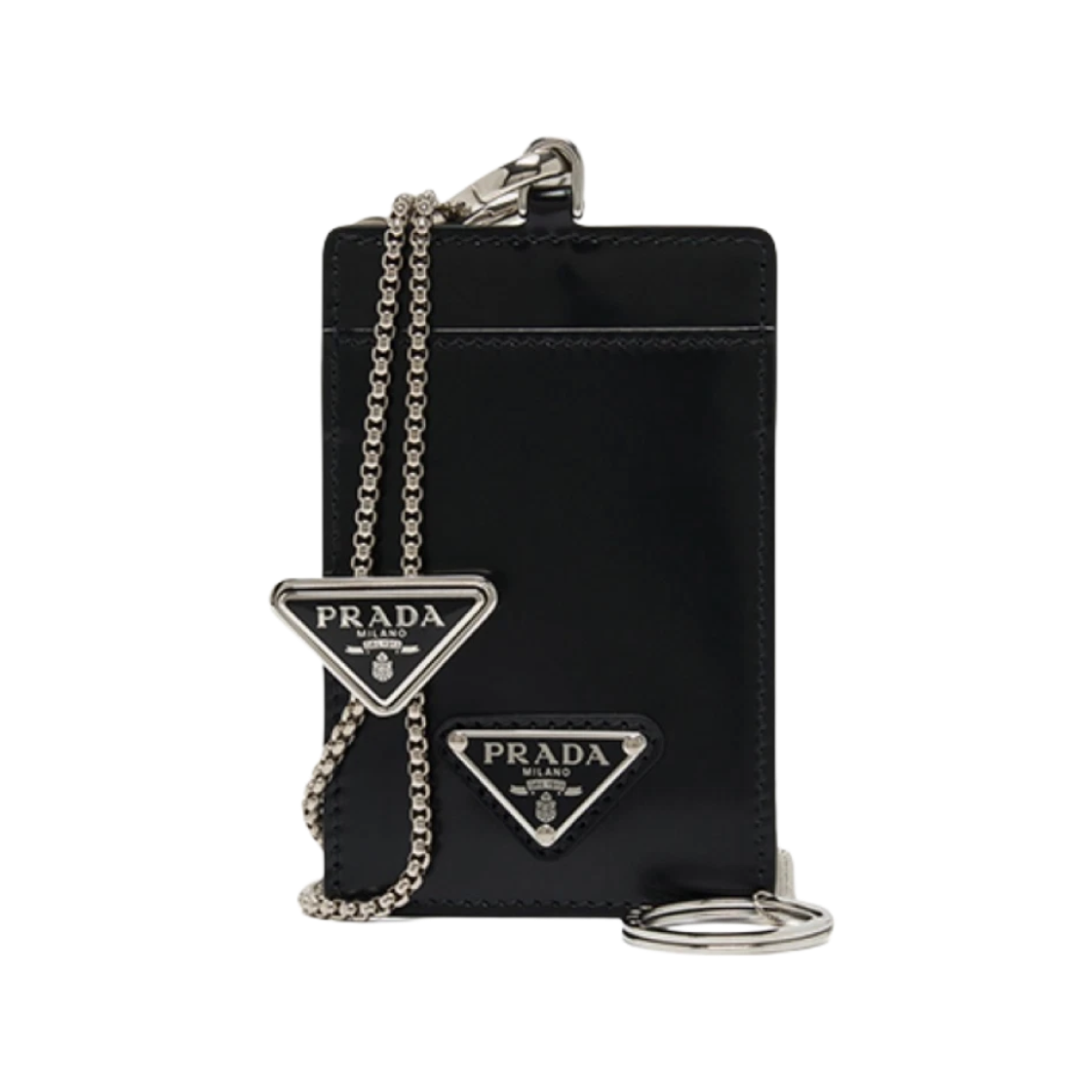 프라다 레더 배지 카드 홀더 블랙(Prada Leather Badge Card Holder Black)