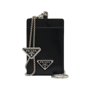 Prada Leather Badge Card Holder Black