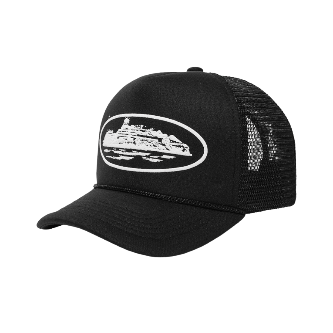 코르테이즈 OG 알카트라즈 퍼프 프린트 트러커 21 블랙(Corteiz OG Alcatraz Puff Print Trucker 21 Black)