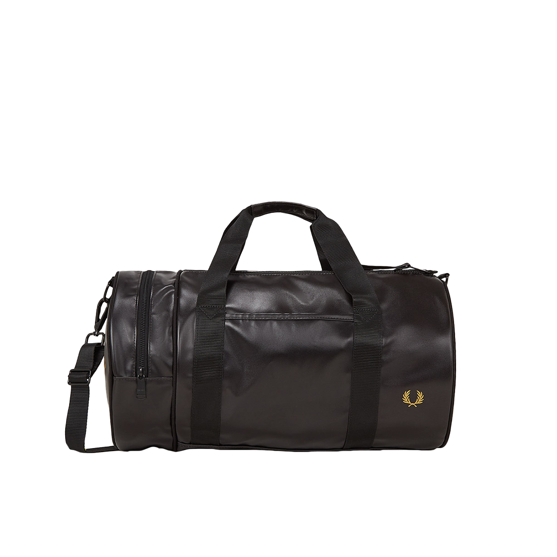 프레드페리 토널 클래식 배럴 백 블랙 골드(Fred Perry Tonal Classic Barrel Bag Black Gold)