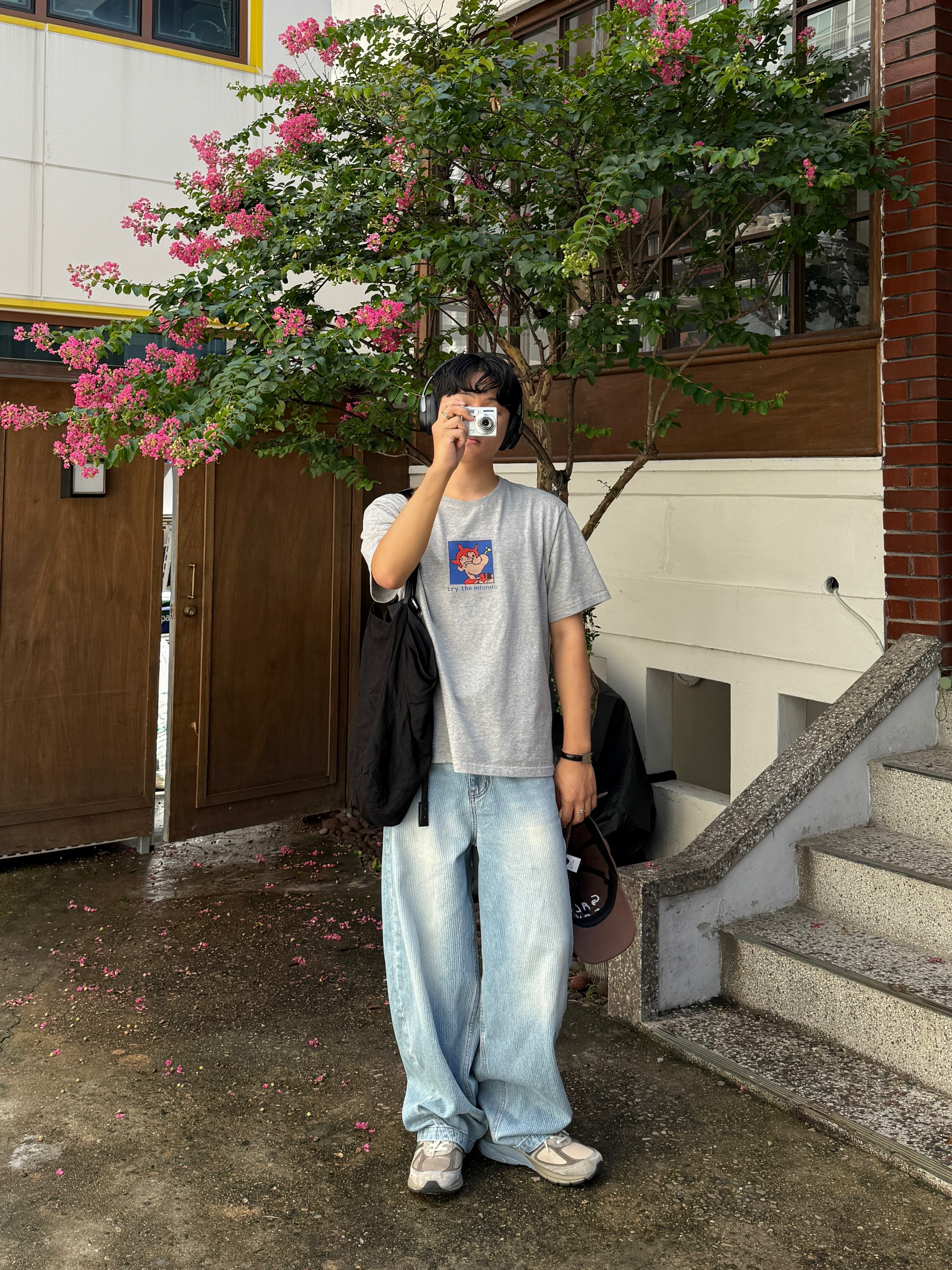 noun Corduroy Denim Pants Light Blue 착용 스타일 - 1