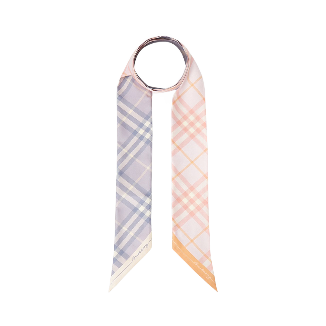 (W) 버버리 체크 실크 스키니 스카프 핑크((W) Burberry Check Silk Skinny Scarf Pink)