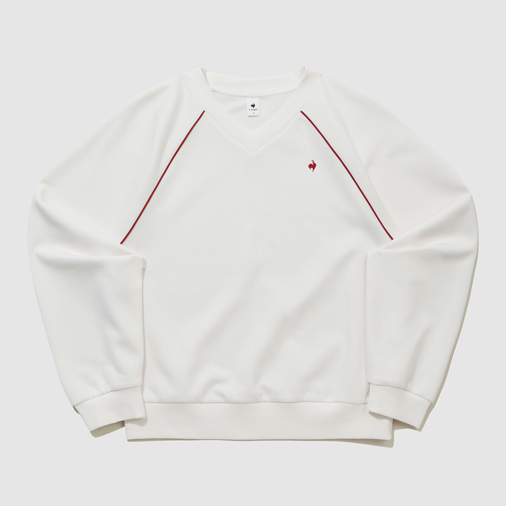 르꼬끄 스포르티브 여성 에센셜 브이넥 루즈 맨투맨 - 아이보리(QQ322LFS91)(le coq sportif Women’s Essential Loose V-Neck Sweatshirt Ivory) - 2