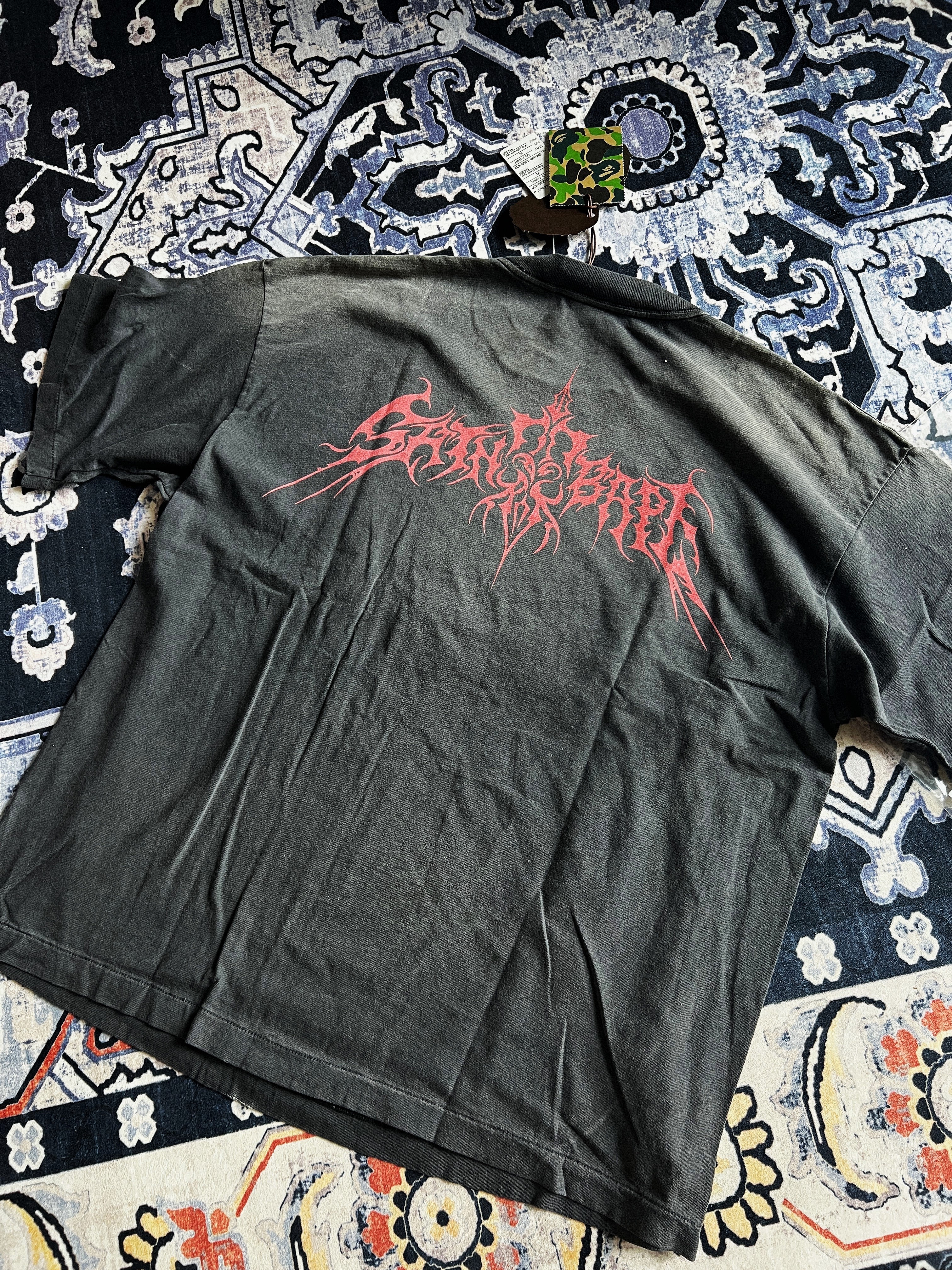 Saint Mxxxxxx x BAPE Saint BAPE S/S T-Shirt Black - 25AW 착용 스타일 - 1
