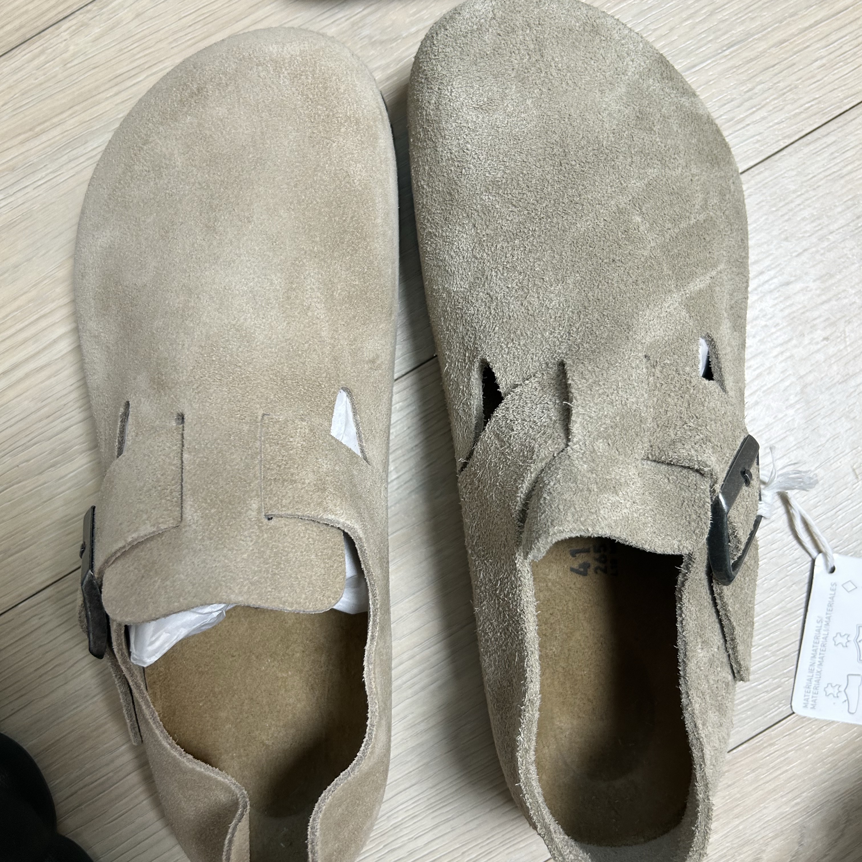 Birkenstock London BS Suede Leather Taupe - Regular 착용 스타일 - 1