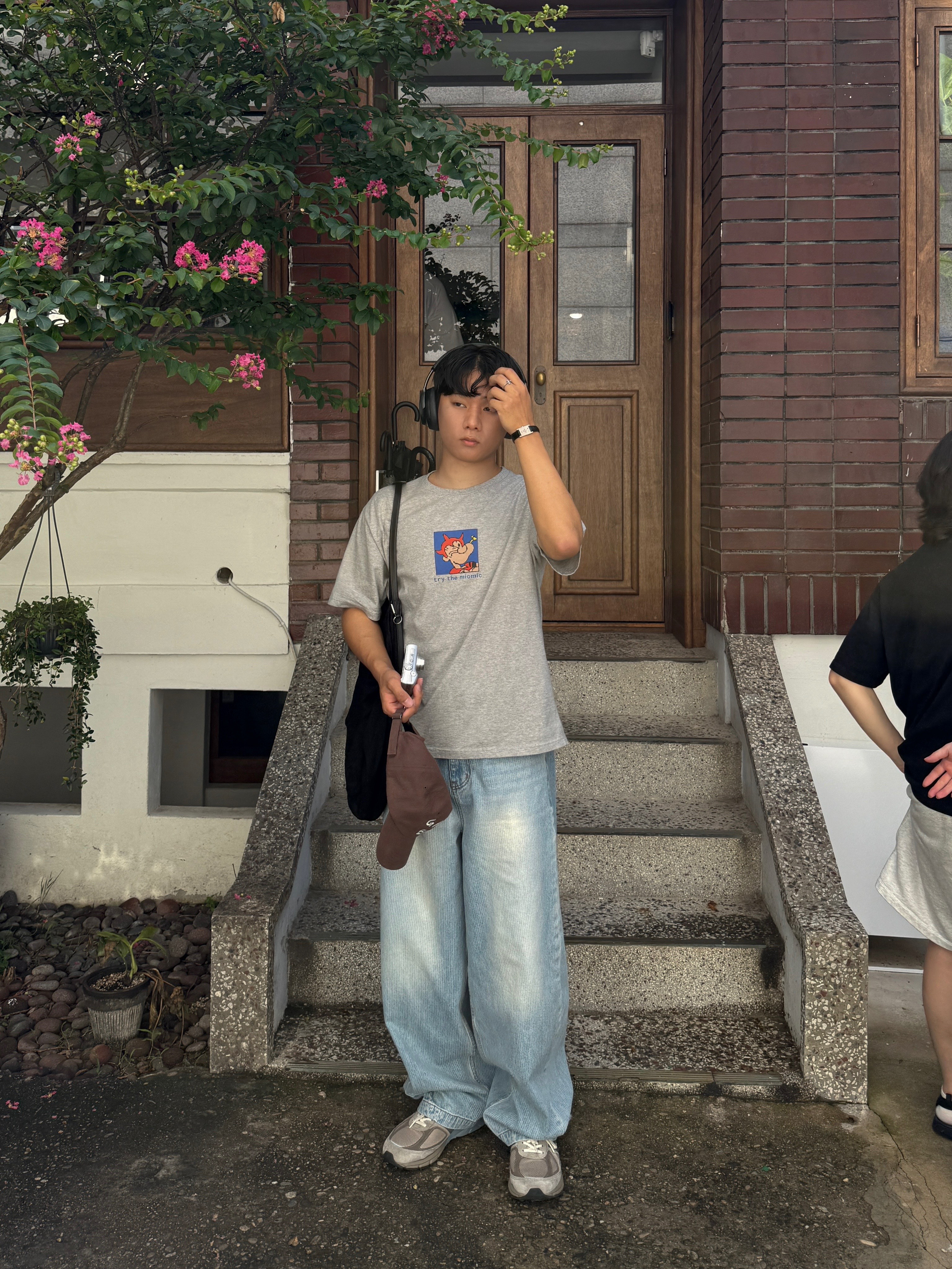 noun Corduroy Denim Pants Light Blue 착용 스타일 - 4