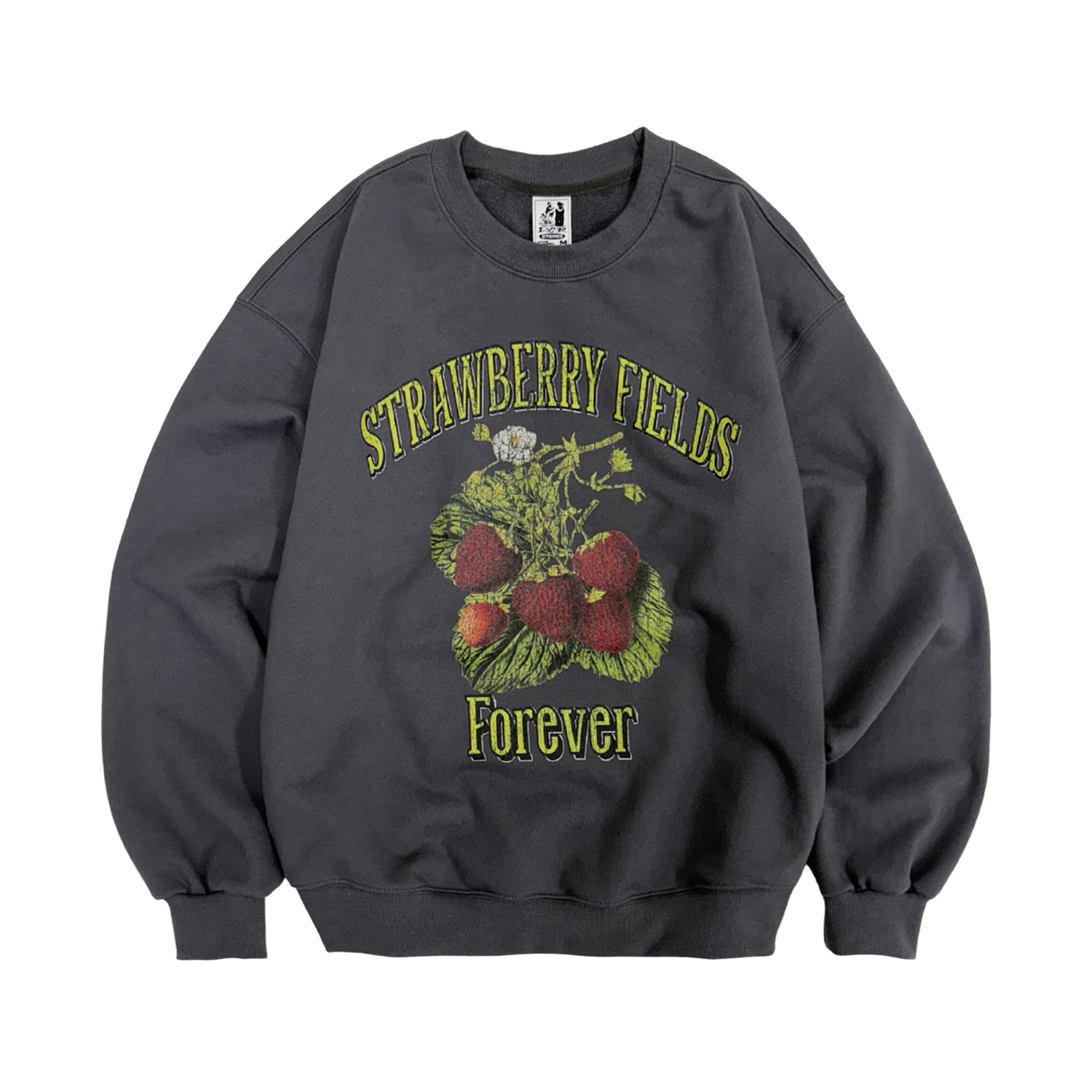 디파이클럽로버스 스트로베리 필드 포에버 헤비코튼 스웨트셔츠 차콜(DEFYCLUBROBBERS Strawberry Fields Forever Heavy Cotton Sweatshirt Charcoal)