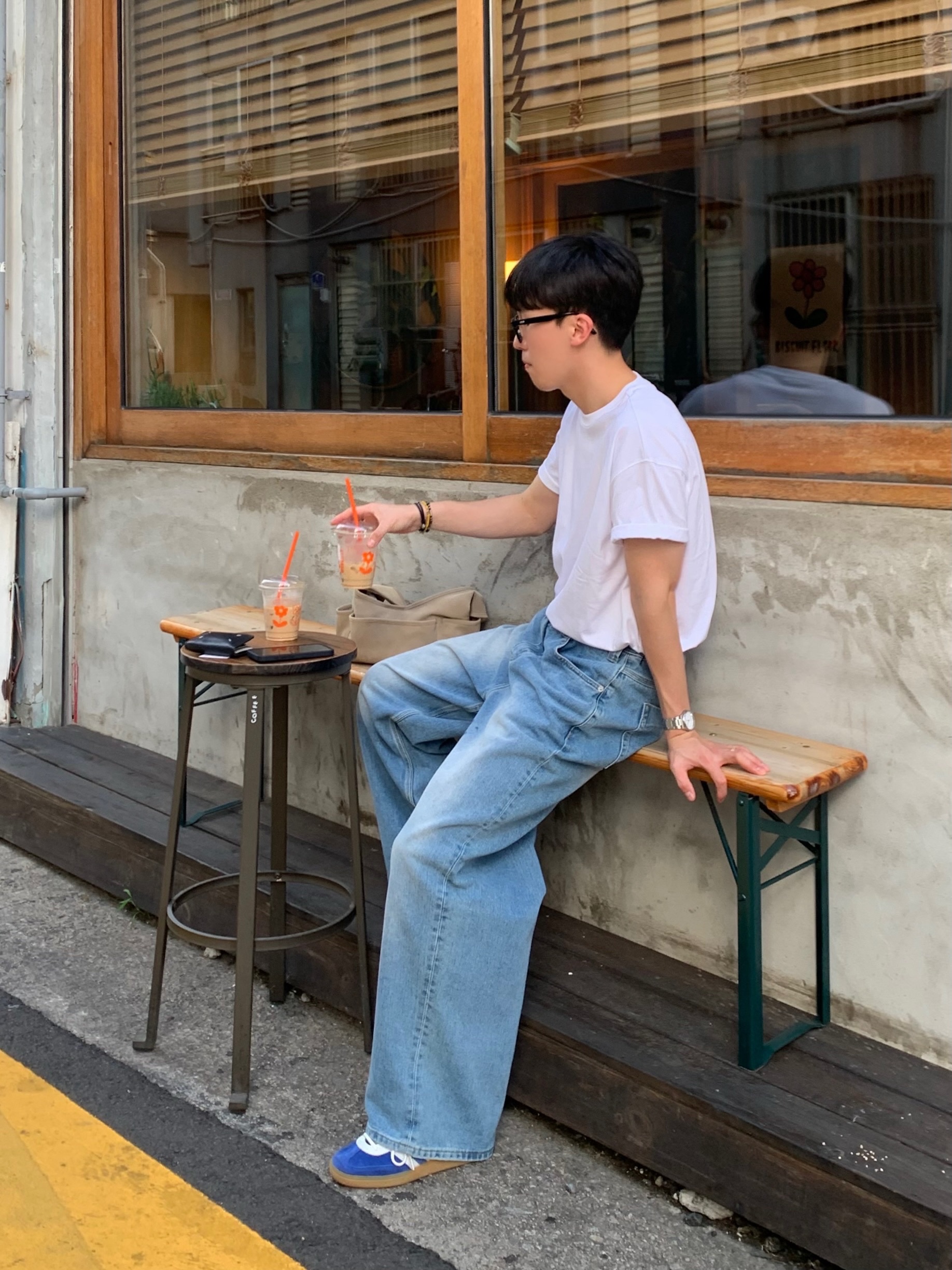 noun Wide Denim Pants Mid Blue, Adidas Originals Handball Spezial Collegiate Royal Cloud White 착용 스타일 - 2