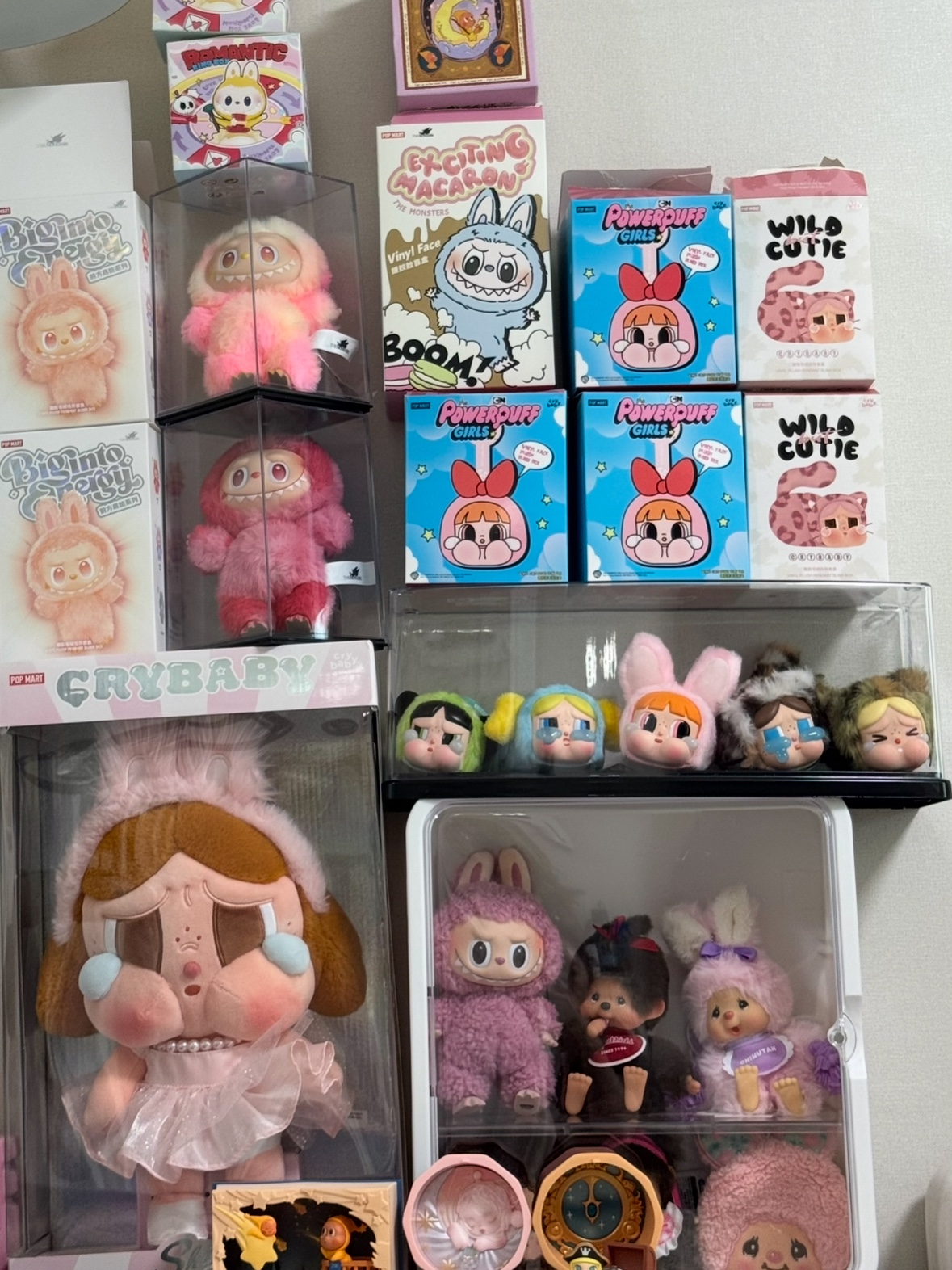 Pop Mart Crybaby Shiny Shiny Series Plush Doll Pink 착용 스타일 - 1