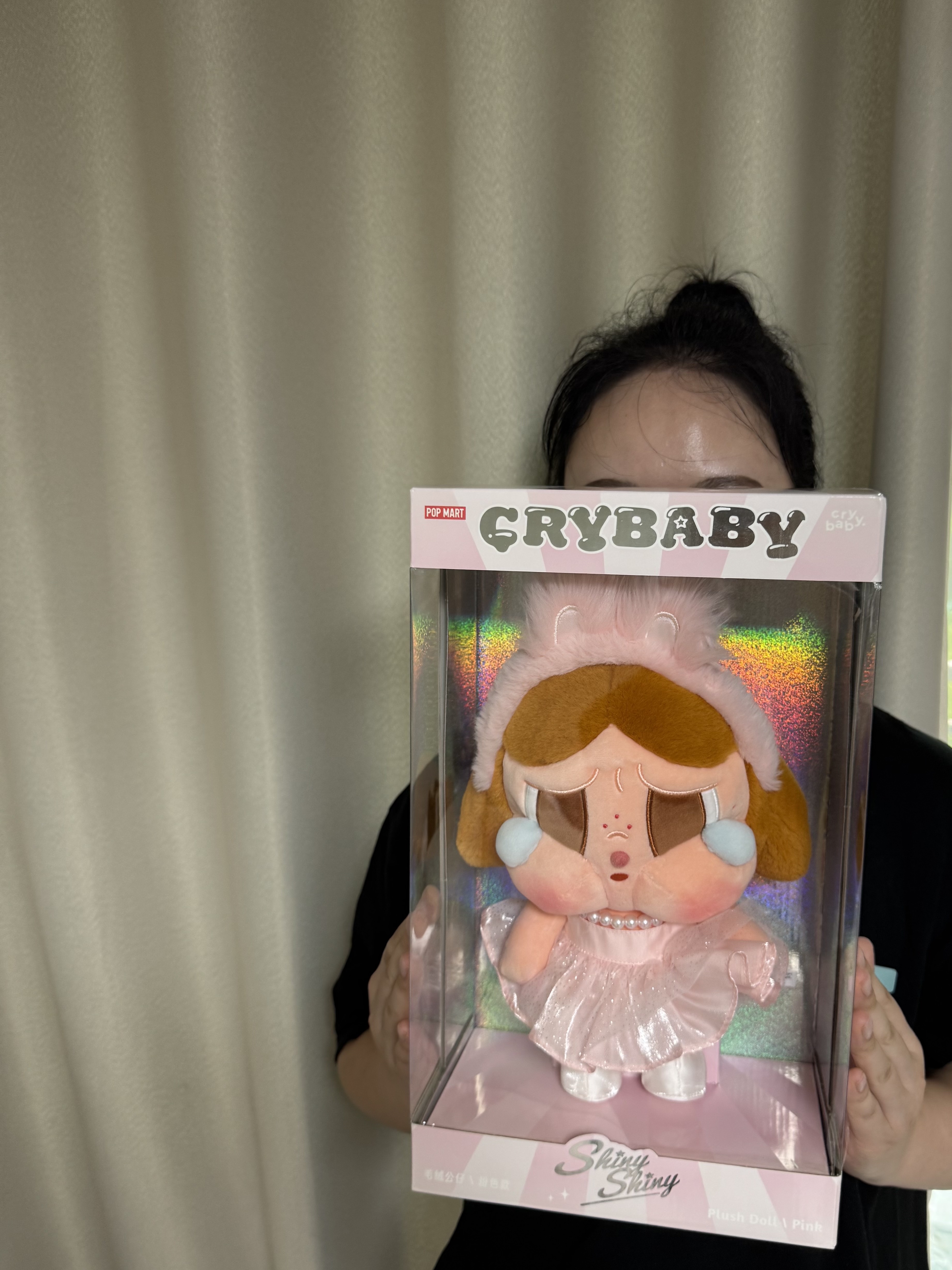 Pop Mart Crybaby Shiny Shiny Series Plush Doll Pink 착용 스타일 - 4