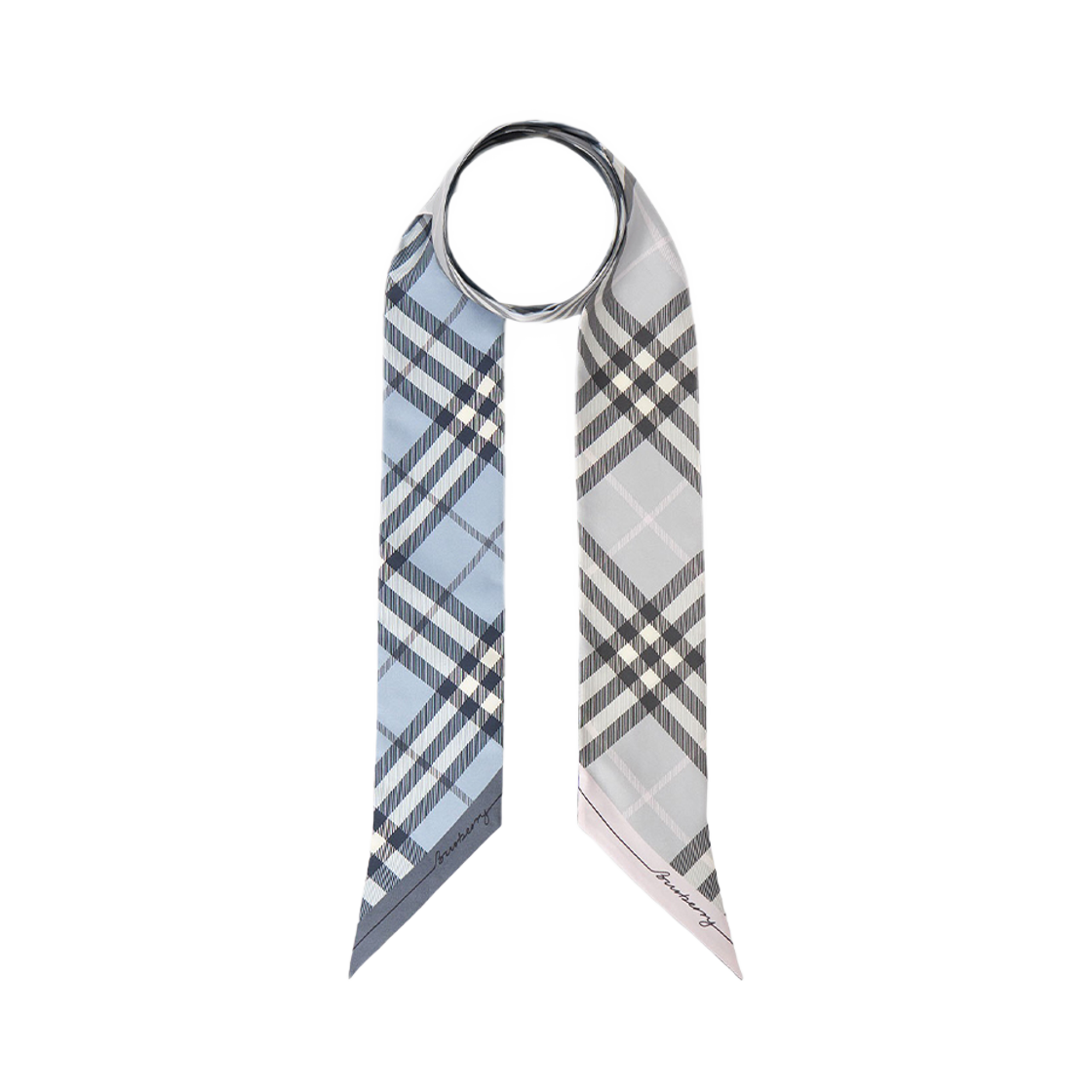 (W) 버버리 체크 실크 스키니 스카프 블루((W) Burberry Check Skinny Scarf Blue)