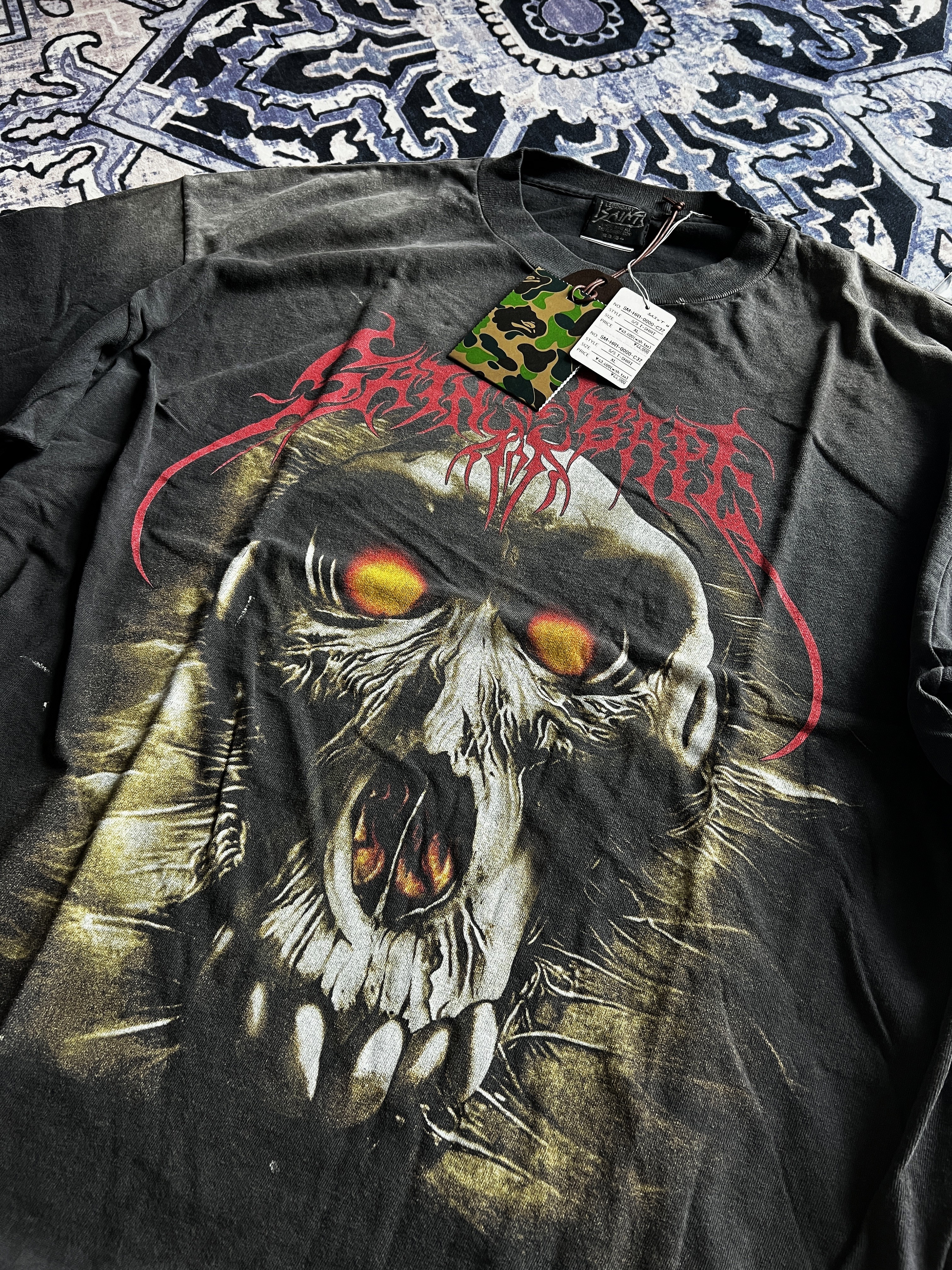 Saint Mxxxxxx x BAPE Saint BAPE S/S T-Shirt Black - 25AW 착용 스타일