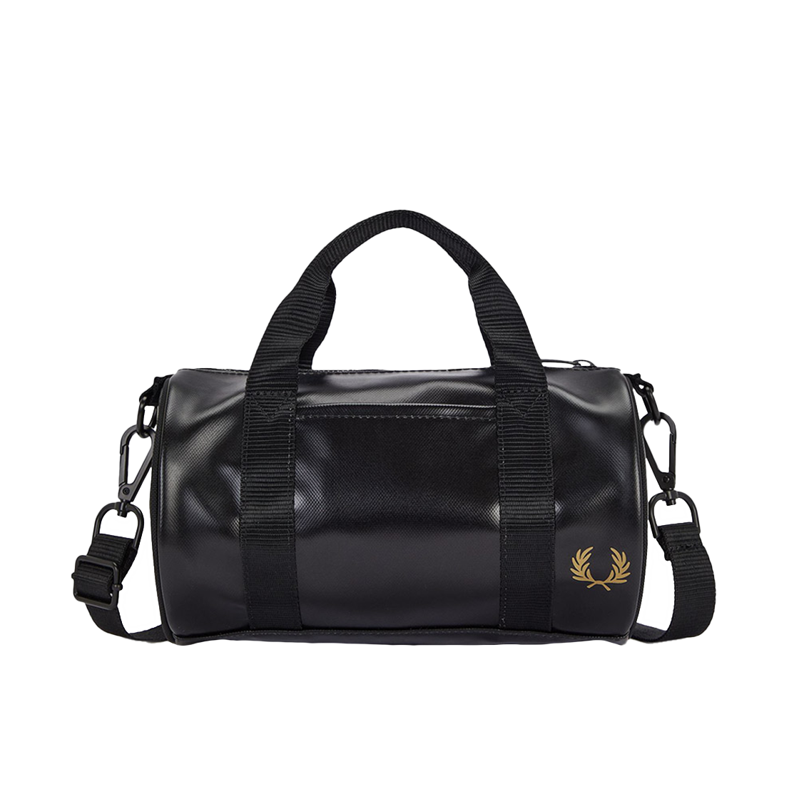 프레드페리 토널 클래식 미니 배럴 백 블랙 골드(Fred Perry Tonal Classic Mini Barrel Bag Black Gold)