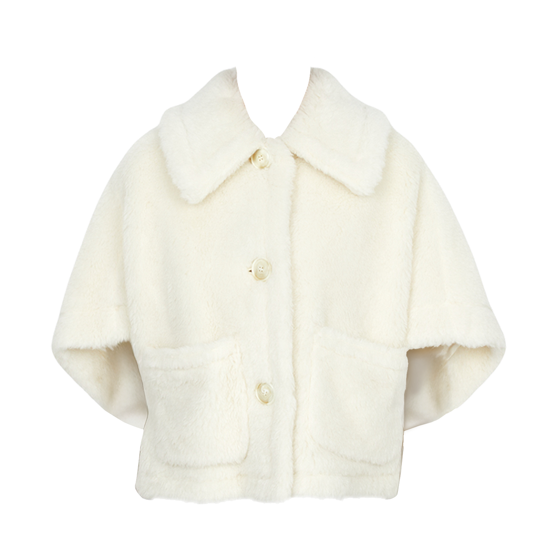 (W) 막스마라 뉴테르조1 테디 케이프 코트 화이트((W) Max Mara Teddy Cape White)