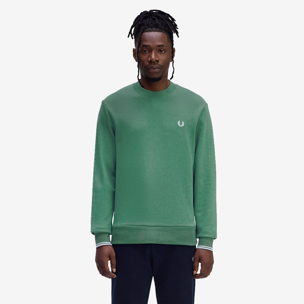 프레드페리 크루넥 스웻셔츠 스포츠그린 트랙블루(Fred Perry Crew Neck Sweatshirt Sport Green Track Blue) - 2