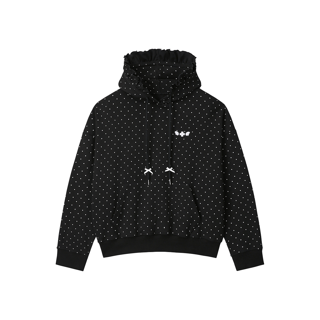 클럿 스튜디오 도트 러플 후드 블랙(Clut Studio Dot Ruffle Hoodie Black)