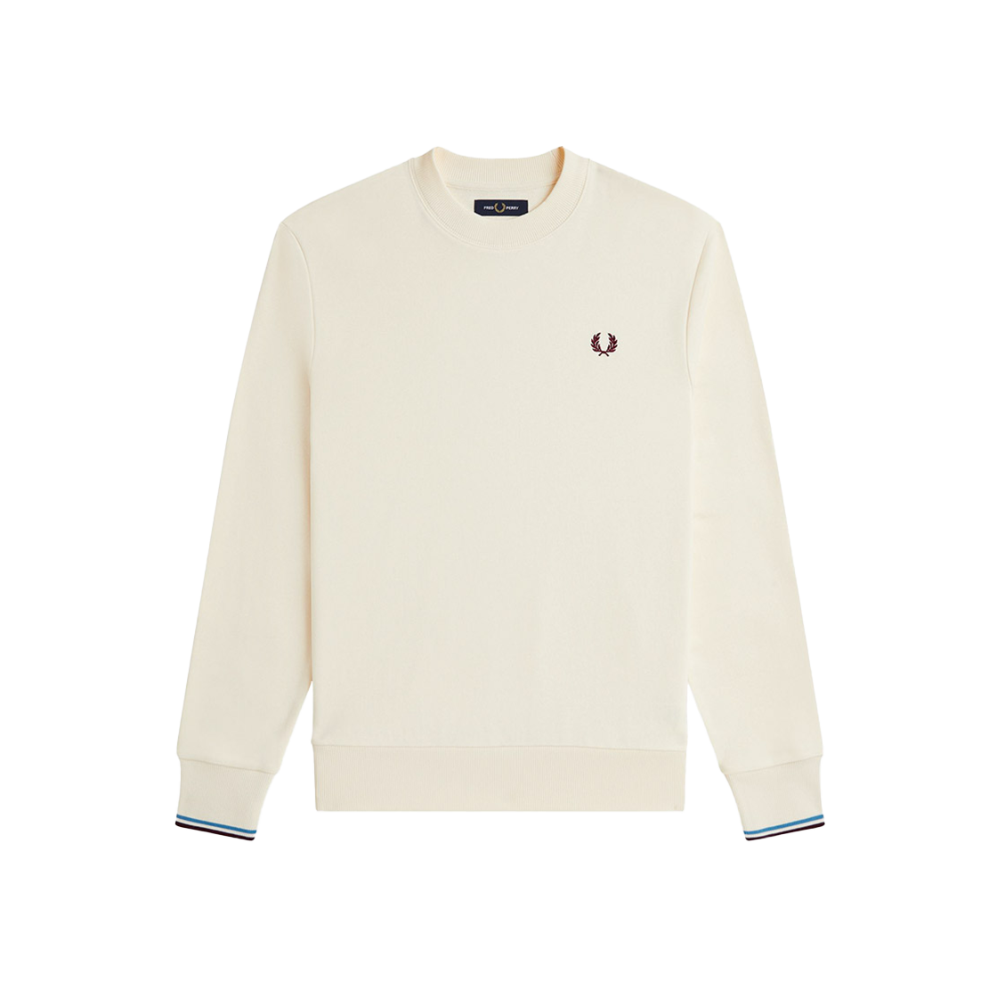 AFPM2537535-Z46 Fred Perry Crew Neck Sweatshirt Ecru Court Blue Oxblood