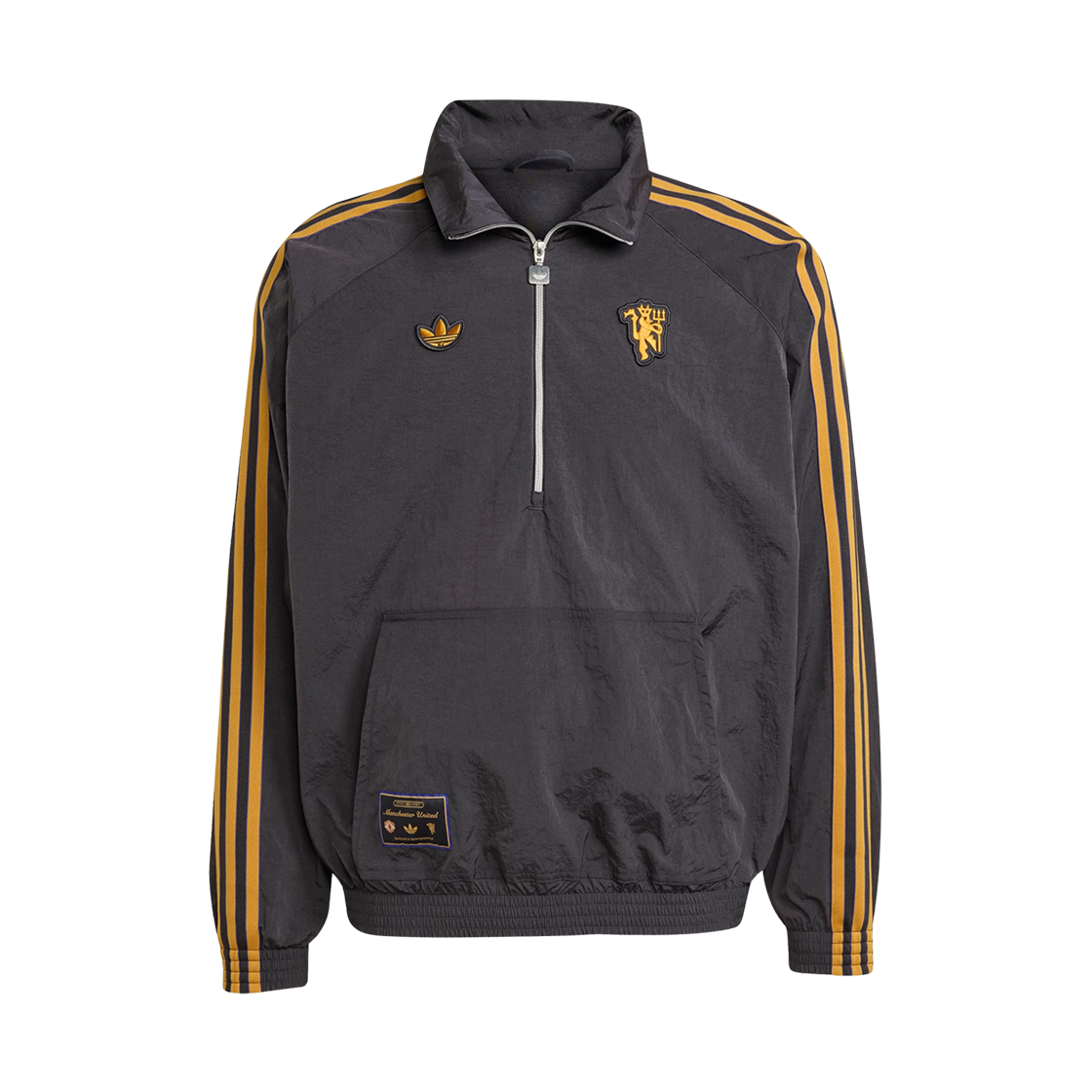 아디다스 맨체스터 유나이티드 테라스 아이콘 하프집 자켓 유틸리티 블랙 - KR 사이즈(Adidas Manchester United Terrace Icon Half Zip Jacket Utility Black - KR Sizing)