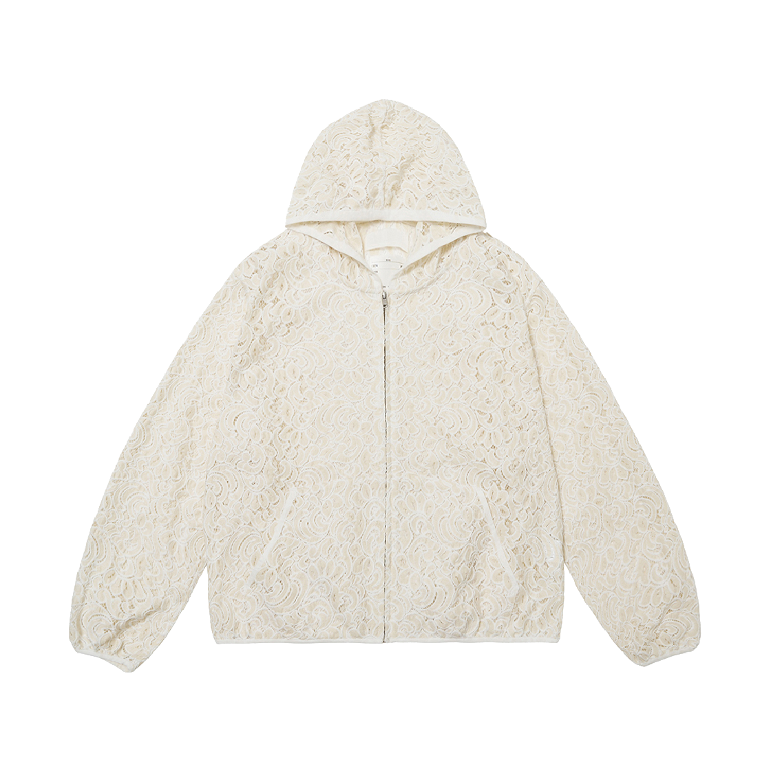 S25FW5003IV SEEN Heavy Lace Zip-Up Hoodie Ivory