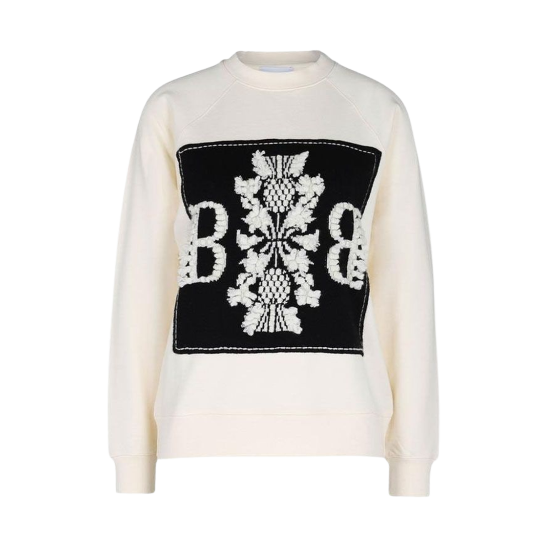 C104324073 (W) Barrie Logo Cashmere Sweatshirt Black Whited Undyed Black