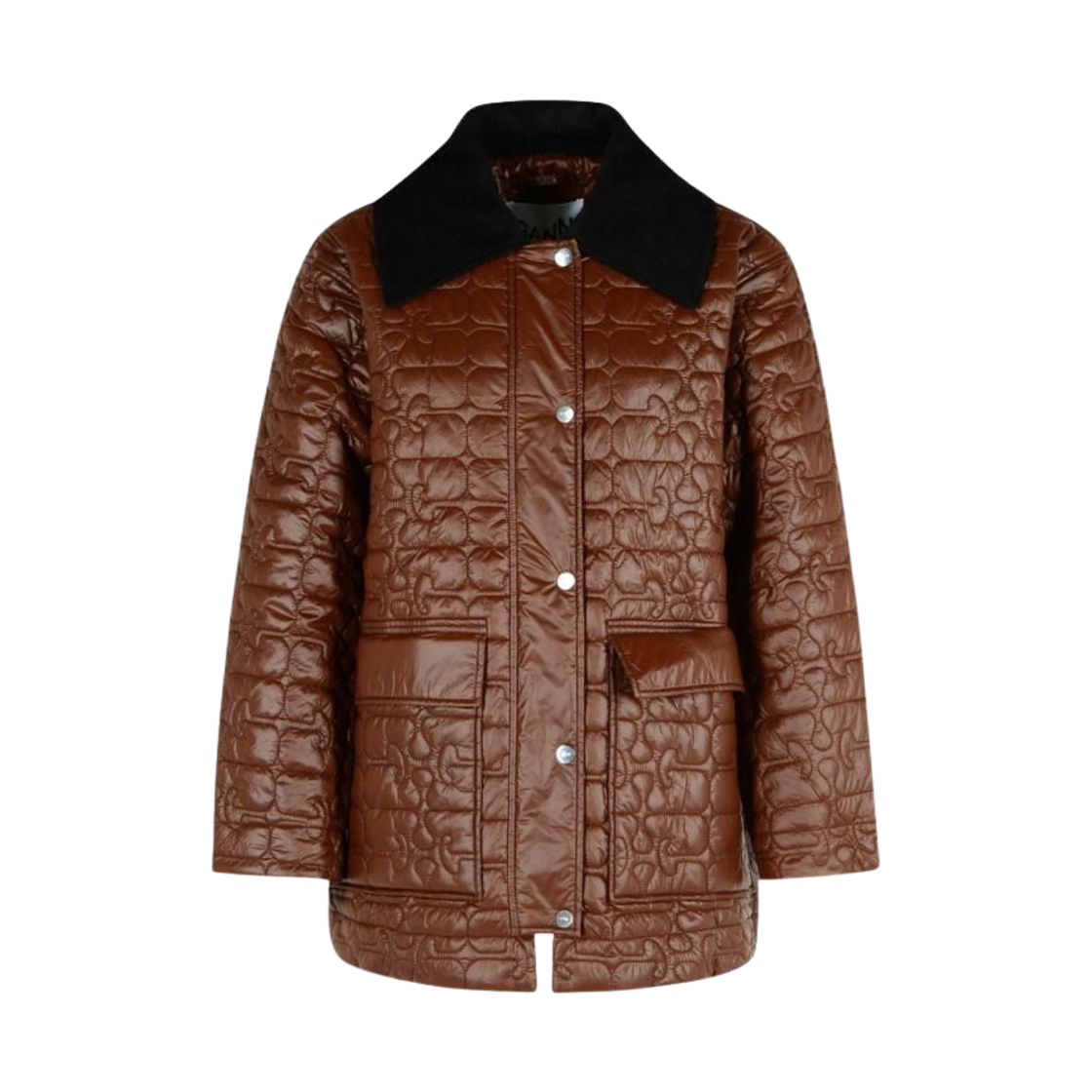 (W) 가니 퀼티드 콘트라스트 칼라 자켓 치커리 커피((W) Ganni Quilted Contrast Collar Jacket Chicory Coffee)