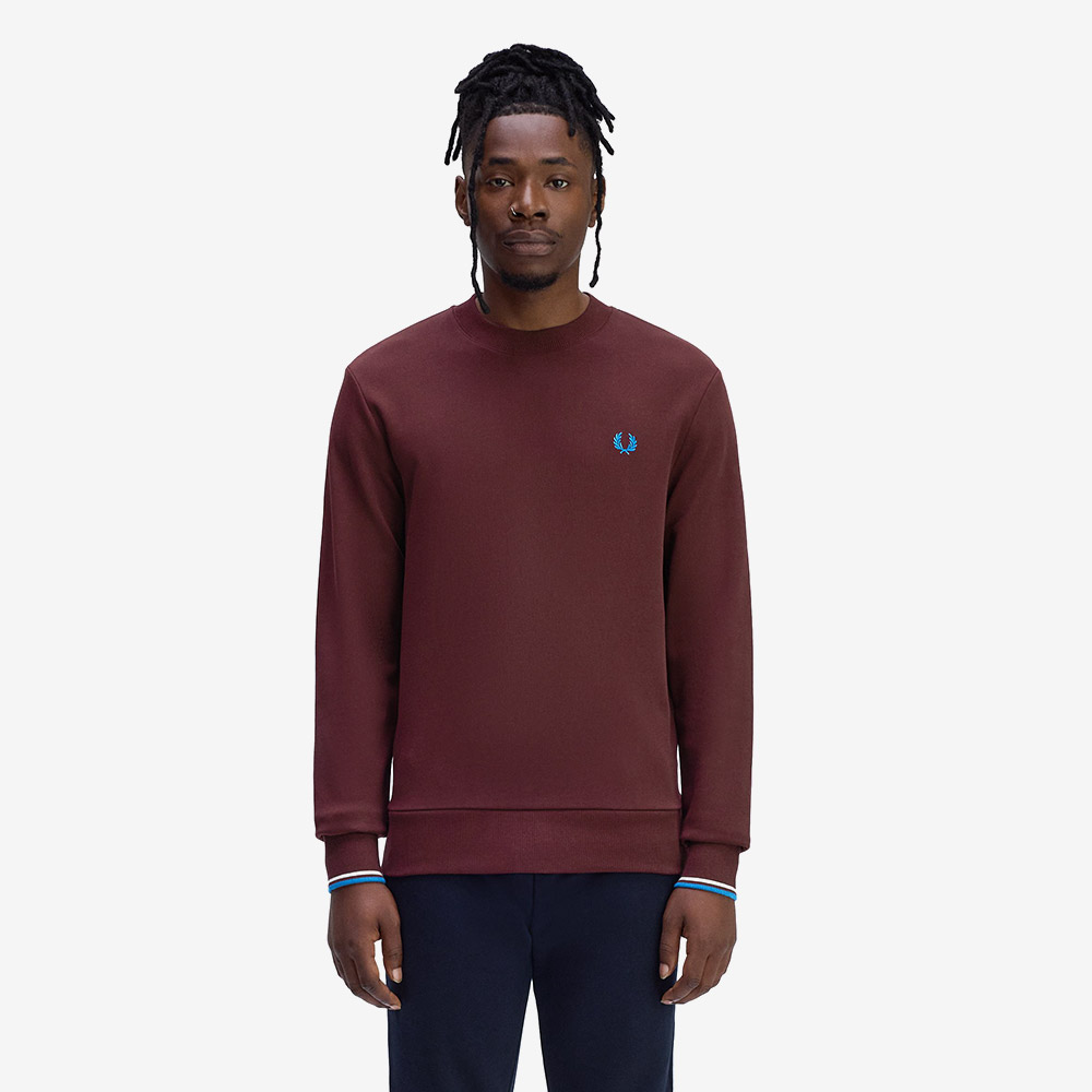 프레드페리 크루넥 스웻셔츠 옥스 블러드 에크루 코트블루(Fred Perry Crew Neck Sweatshirt Oxblood Ecru Court Blue) - 2
