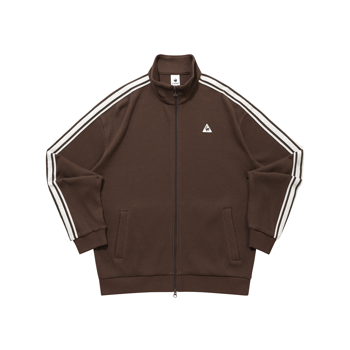 QQ323LFT93_BRW0 le coq sportif Unisex Sunday Loose Waffle Track Top Brown