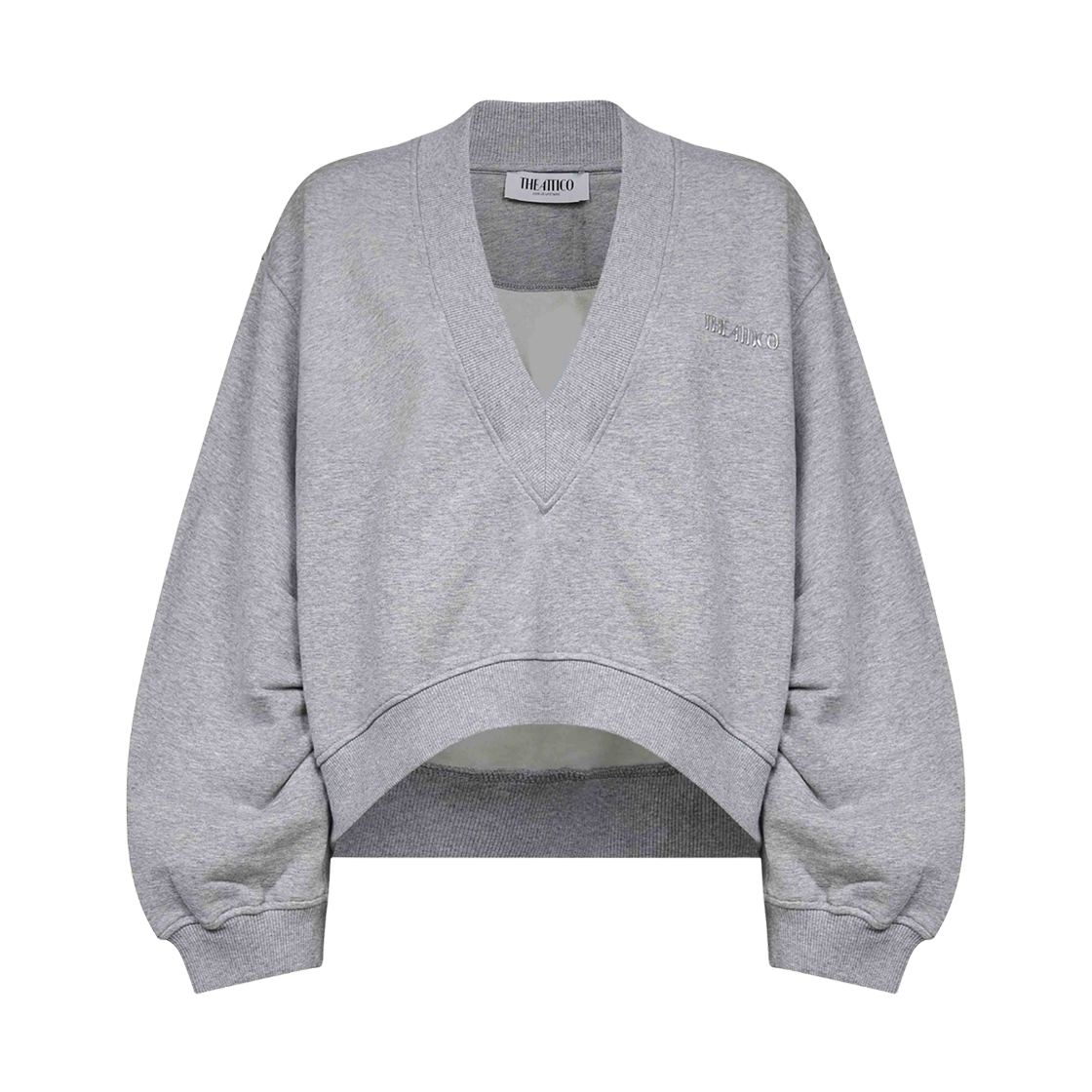 (W) 디 아티코 오버사이즈 플리스 스웨트셔츠 라이트 그레이 멜란지((W) The Attico Oversized Fleece Sweatshirt Light Grey Melange)