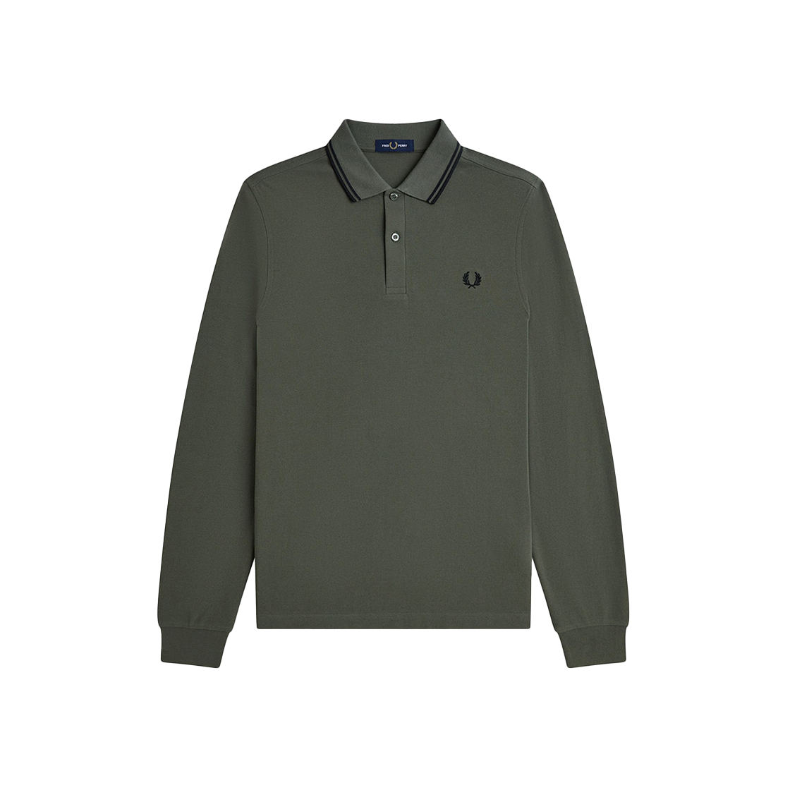 프레드페리 M3636 롱 슬리브 트윈 팁 프레드페리 셔츠 로렐리스그린 블랙(Fred Perry M3636 Long Sleeve Twin Tipped FP Shirt Laurel Wreath Green Black) - 1