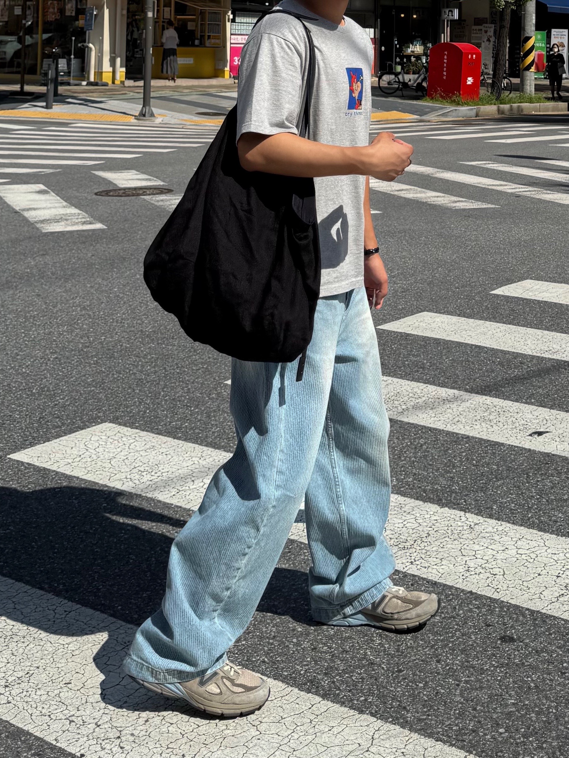 noun Corduroy Denim Pants Light Blue 착용 스타일 - 7