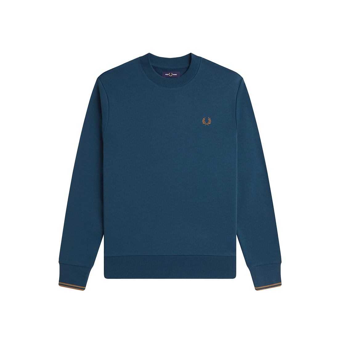 AFPM2537535-Z48 Fred Perry Crew Neck Sweatshirt Dark PetroLong Sleevehaded Stone