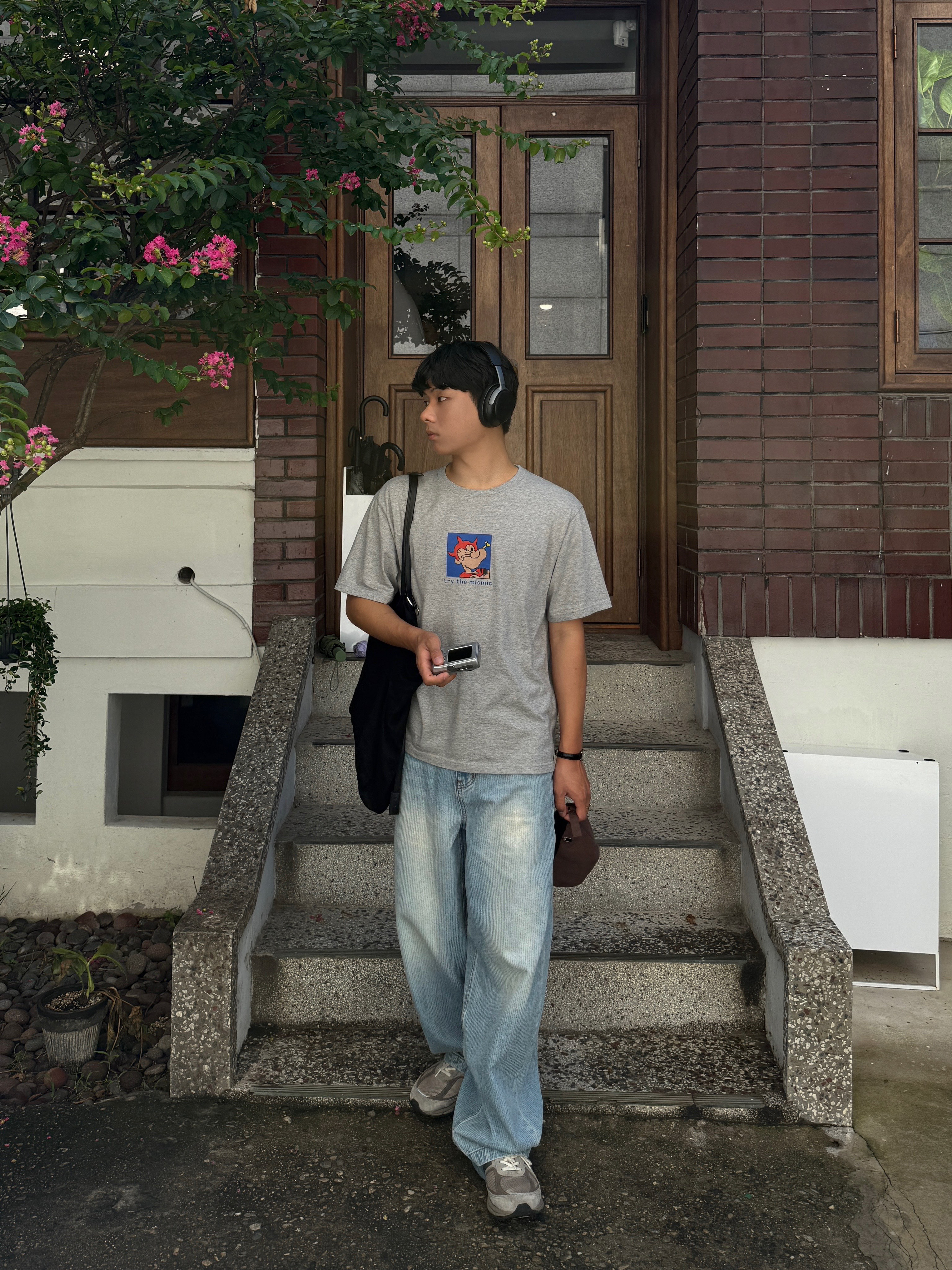 noun Corduroy Denim Pants Light Blue 착용 스타일 - 3