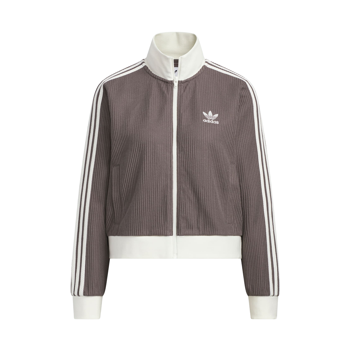 (W) 아디다스 오리지널스 니트 트랙 탑 차콜 - KR 사이즈((W) Adidas Originals Knit Track Top Charcoal - KR Sizing)