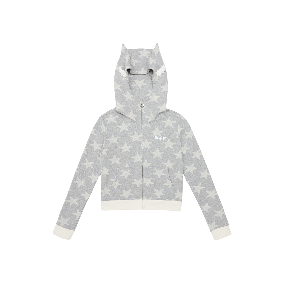 클럿 스튜디오 엔젤 오브 스타 윙 집업 후드 그레이(Clut Studio Angel Of Star Wing Zip-Up Hoodie Grey)