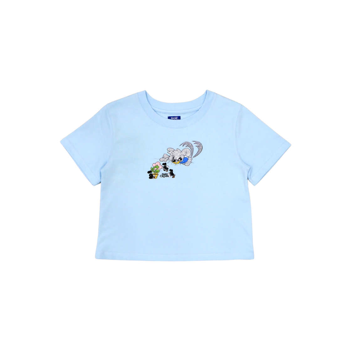베이스크림 x 부르르 크롭 티 스카이블루(Basecream BCxBRR Crop Tee Skyblue)