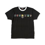 Kapital 20 Jersey Ringer T-Shirt Peckish & Kachina Pt Black