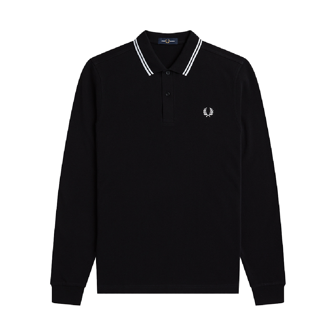 프레드페리 M3636 롱 슬리브 트윈 팁 프레드페리 셔츠 블랙/화이트(Fred Perry M3636 Long Sleeve Twin Tipped Fred Perry Shirt Black White) - 1