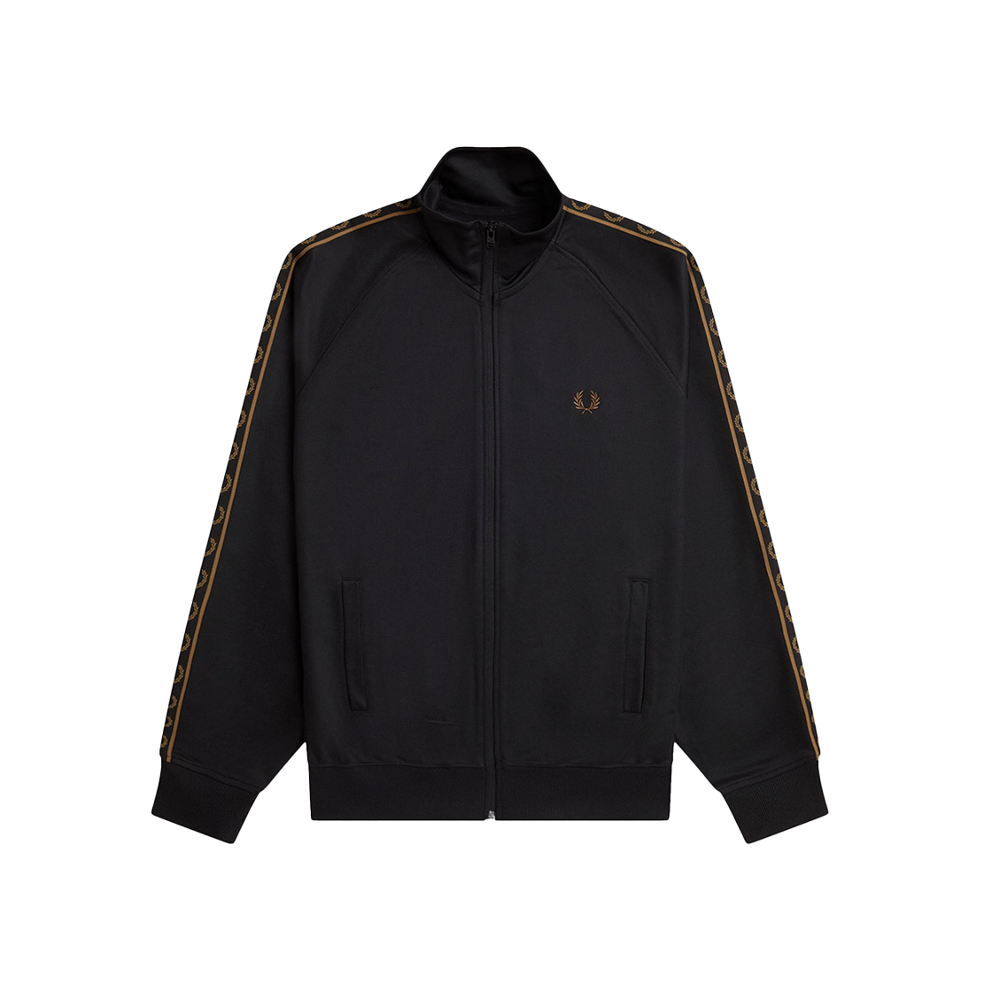 AFPM2535557-S77 Fred Perry Contrast Tape Track Jacket Black Shaded Stone