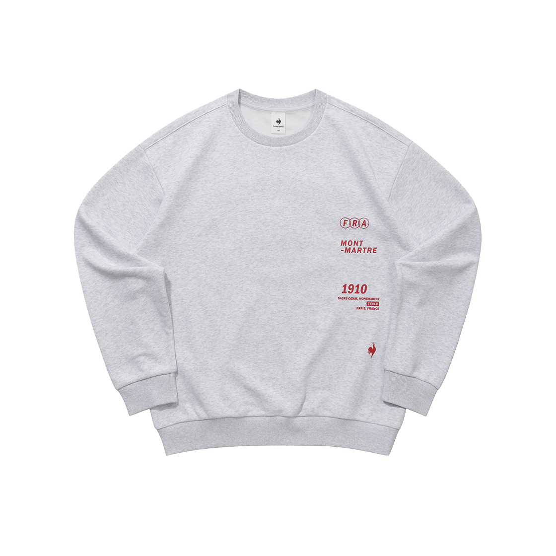 르꼬끄 스포르티브 유니 헤리티지 루즈 맨투맨 - 멜란지(QQ323LFS94)(le coq sportif Unisex Heritage Loose Sweatshirt White Melange)